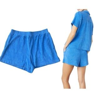 WSLY Bandier Women’s Blue Terry Shorts/Top/Bralet( like daily drills) Size Small